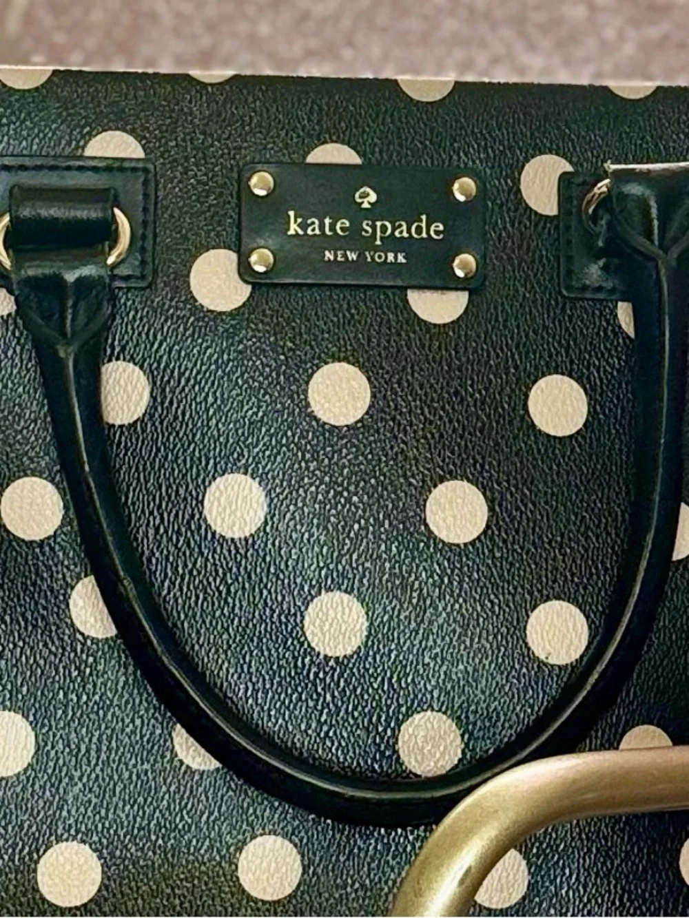 Kate Spade Black and Cream Polka Dot Leather Satchel